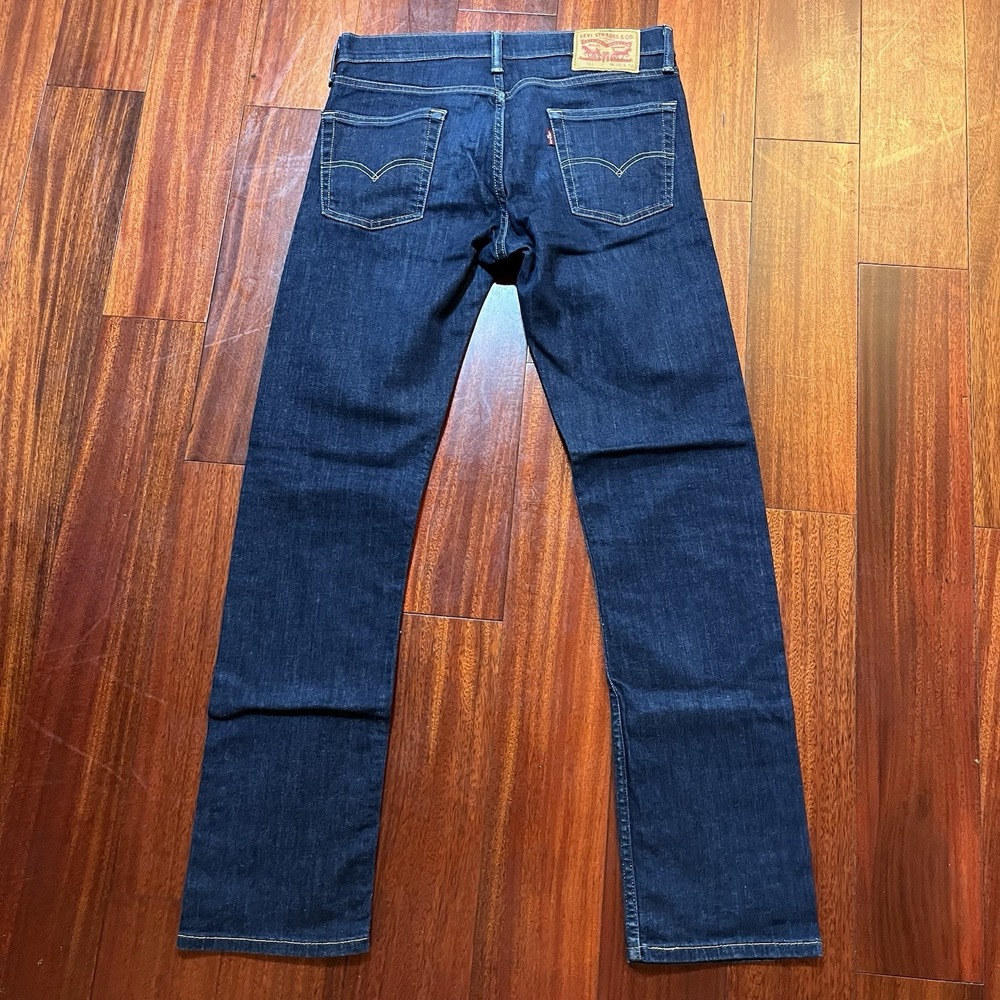 Levis Jeans Mens 29x32 (32x31) Blue Dark Wash 513 Slim Straight Work Casual - Picture 3 of 10